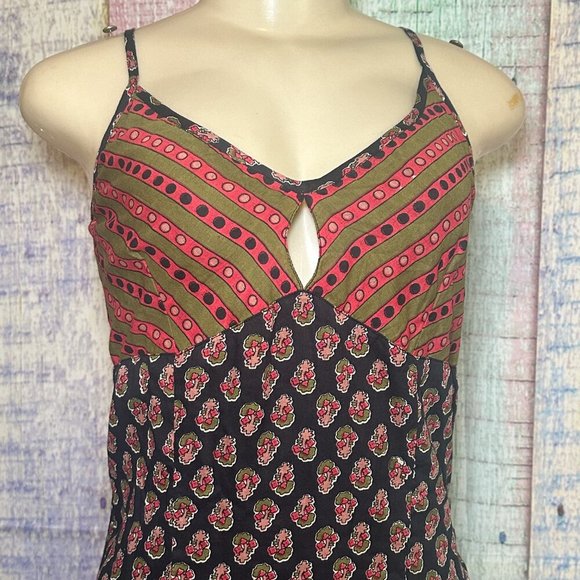 Dance In Paris Multi-Pattern Boho Hippie 100% Cotton Women Medium Dress - Picture 4 of 11